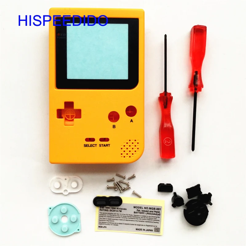 HISPEEDIDO Yellow Clear Blue Clear Purple silver Full Housing Shell for Nintendo Game boy Pocket GBP Case Cover Screw drivers