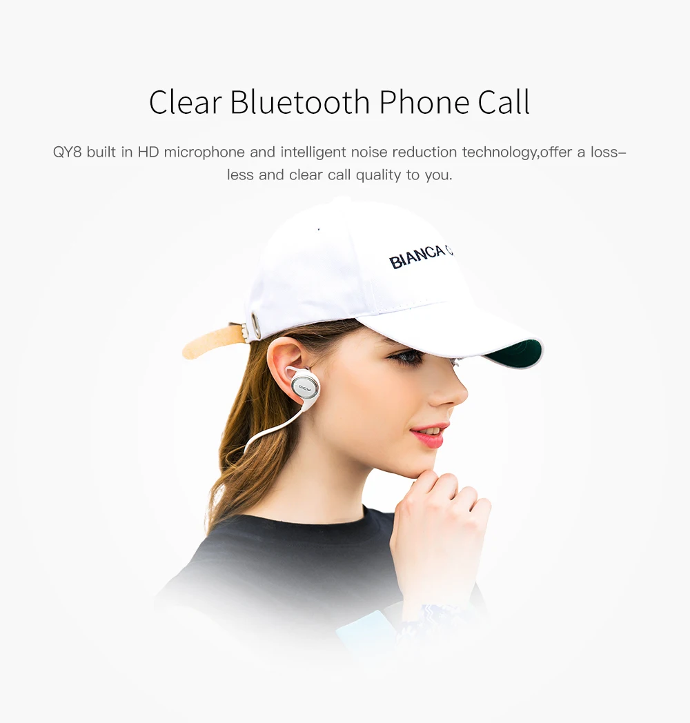 QCY QY8 спортивные Bluetooth наушники стерео Беспроводная гарнитура с микрофоном свободные наушники