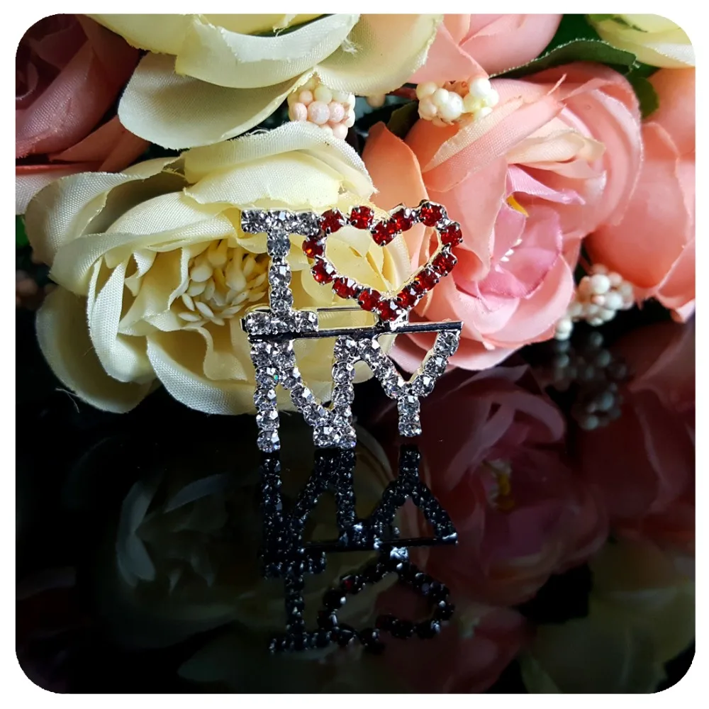 Стразы брошь с надписью I Love New York булавка отворотом|brooch jewelry|rhinestone broochlapel pin |