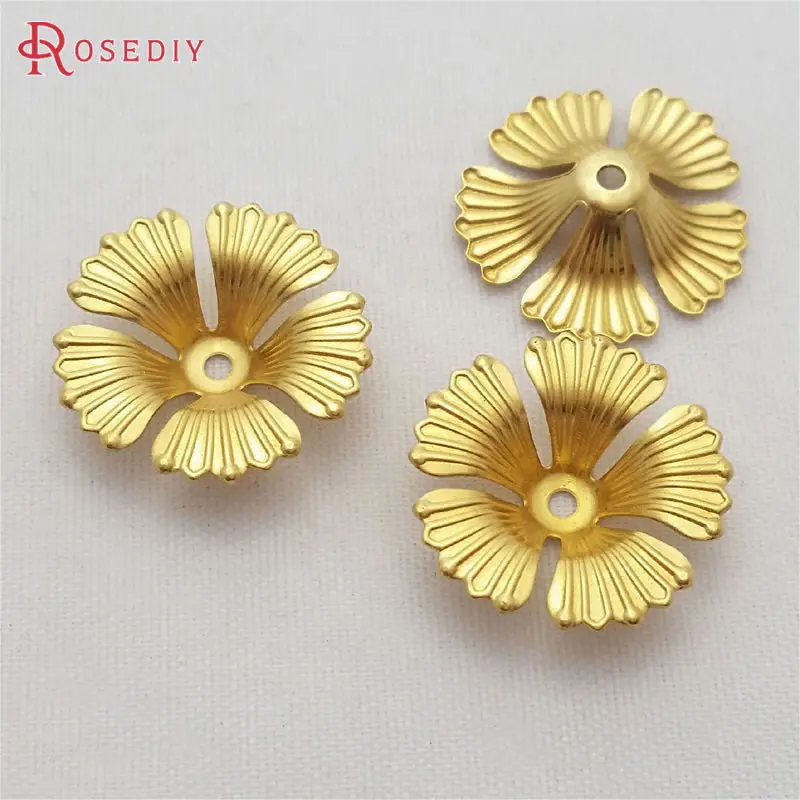 

(29467)50PCS 17MM Not plated color Brass Flower Beads Caps Tassel Caps Diy Jewelry Findings Accessories Wholesale