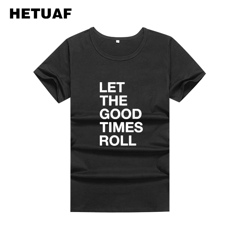 Женская Винтажная Футболка HETUAF хлопковая с круглым вырезом и надписью LET THE GOOD TIMES