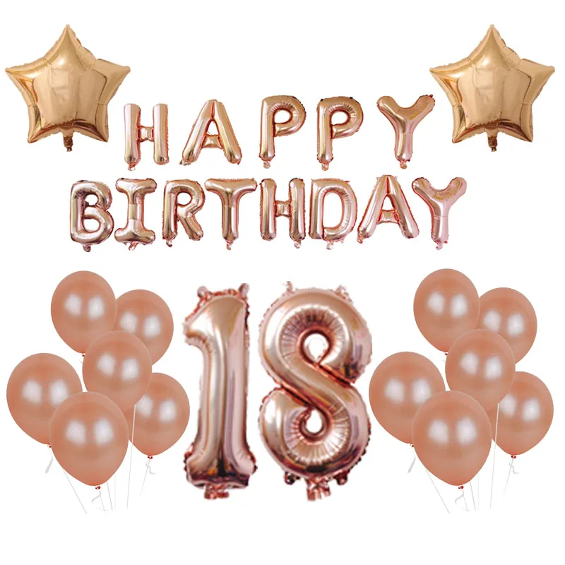 Розовые и золотые воздушные шары фольга шампанского 16th 18th 20st 21th 30th 40th Number bal lHappy День Рождения украшения для взрослых вечерние принадлежности