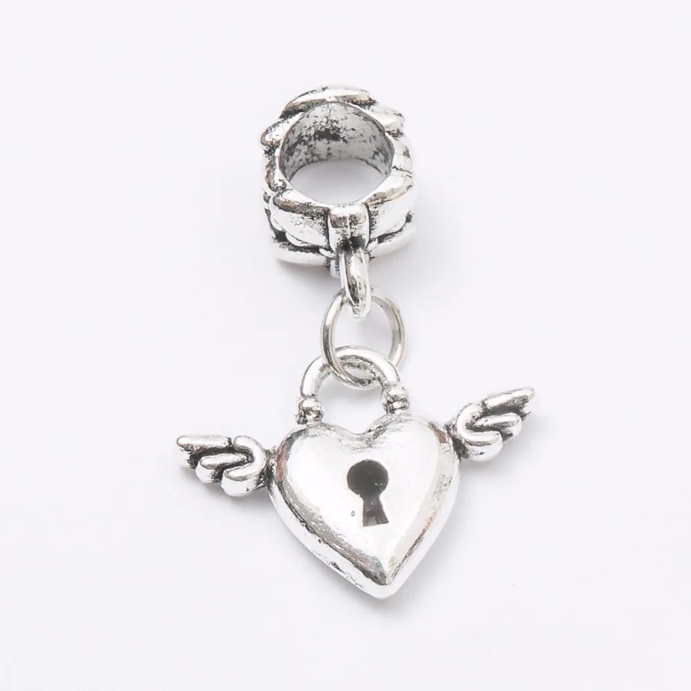 

30pcs heart silver Bead fit Pandora charm bracelet DIY dangle Charm for pendants jewelry making JS1052
