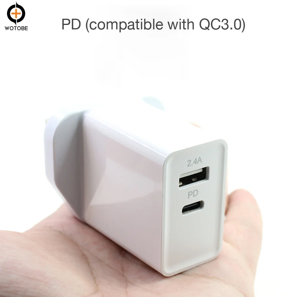 Быстрое зарядное устройство для путешествий PD/QC3.0, 5 В/3 А, 9 В/2 А, 12 В/1,5 А, двойное USB зарядное устройство для iPhone, iPad Pro/Air 2/Mini, samsung, huawei