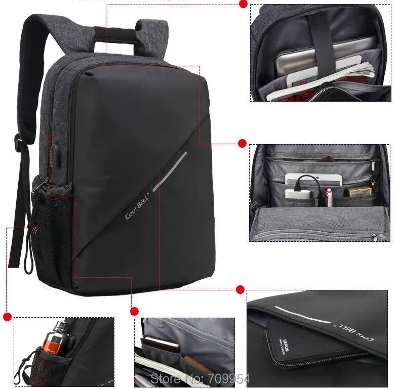 Laptop Backpack School PC Travel USB Charger 15.4&quot15.6&quot Notebook Bag For Macbook Acer IBM | Компьютеры и офис