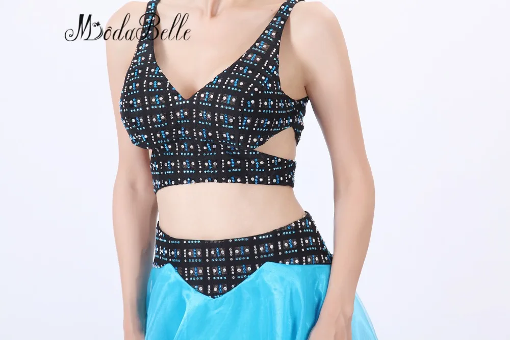 Длинное вечернее платье modabelle черное синее из органзы с коротким топом кружевное