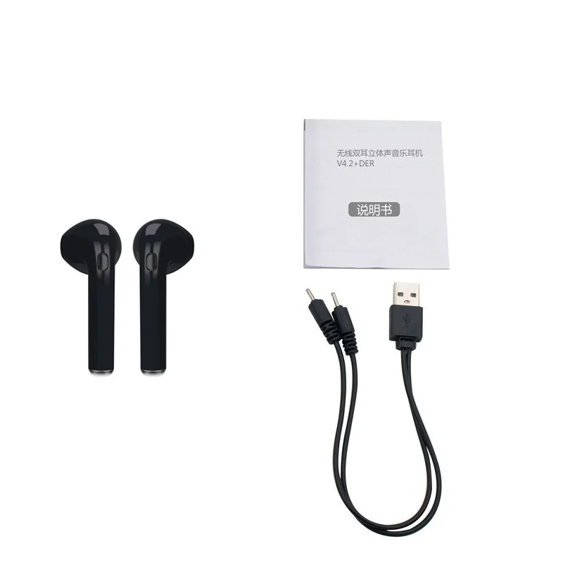 a pair black Беспроводные наушники Bluetooth наушники I7 i7s TWS Наушники Универсальная гарнитура с микрофоном для телефона iPhone samsung Xiaomi huawei LG - Цвет: a pair black
