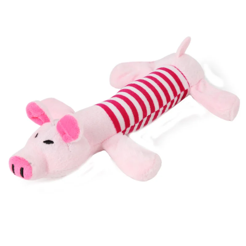 27cm Long Soft Plush Dog Toys Interactive Cartoon Duck Pig Elephant Pet Dog Squeak Toys