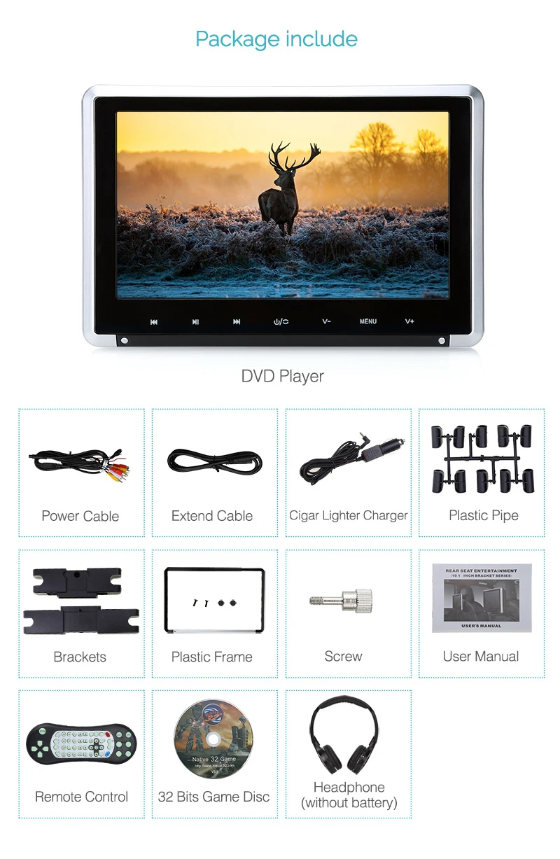 Тыквы 10 1 ''подголовник автомобиля DVD видео плеер USB/SD/HDMI/IR/FM на тонкопленочных