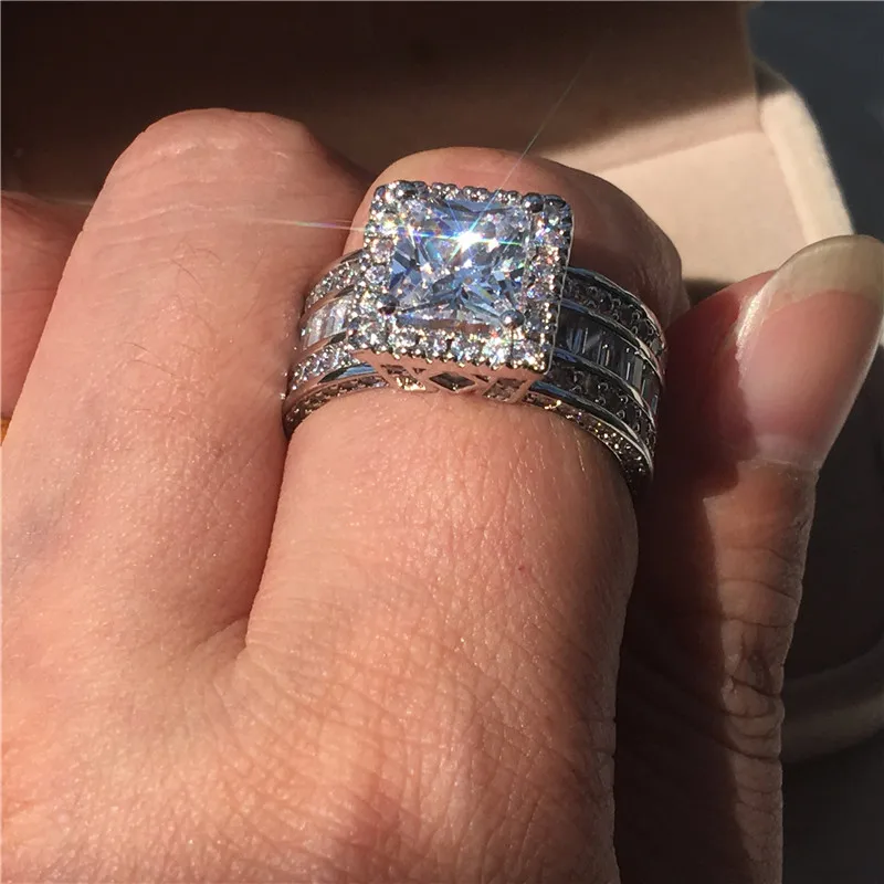 2018 Винтажные Ювелирные изделия серебряного цвета кольцо AAAAA Цирконий Cz Камень