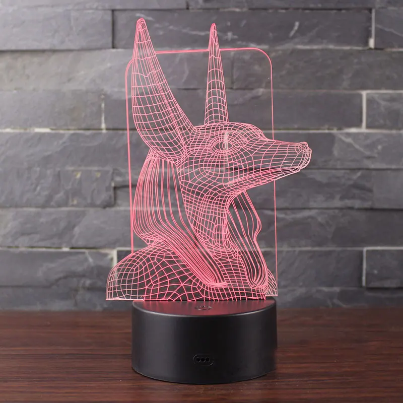 Анубиса тема 3D лампа светодиодный Ночной светильник 7 цветов изменить Touch Настроение лампы Новогодний подарок Dropshippping
