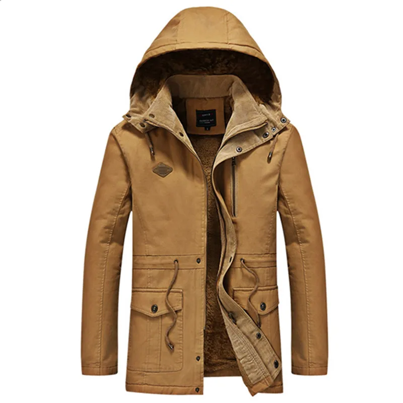 

Military Warm Jacket Men Winter fleece Warm Thick Jacket Men Outerwear Windproof Casual Coat with Hooded Mens Parkas Padded Male