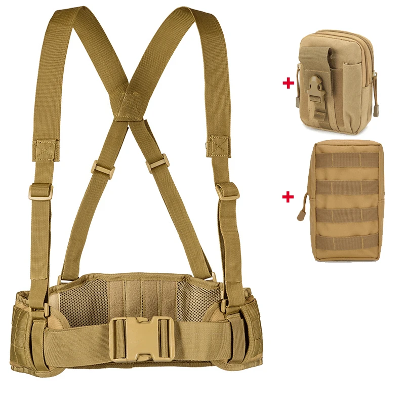 brown 3 Тактический ремень Molle мужской армейский Военный Специальный 1000D нейлоновый ремень удобный боевой пояс EAS h-образный Регулируемый мягкий - Цвет: brown 3