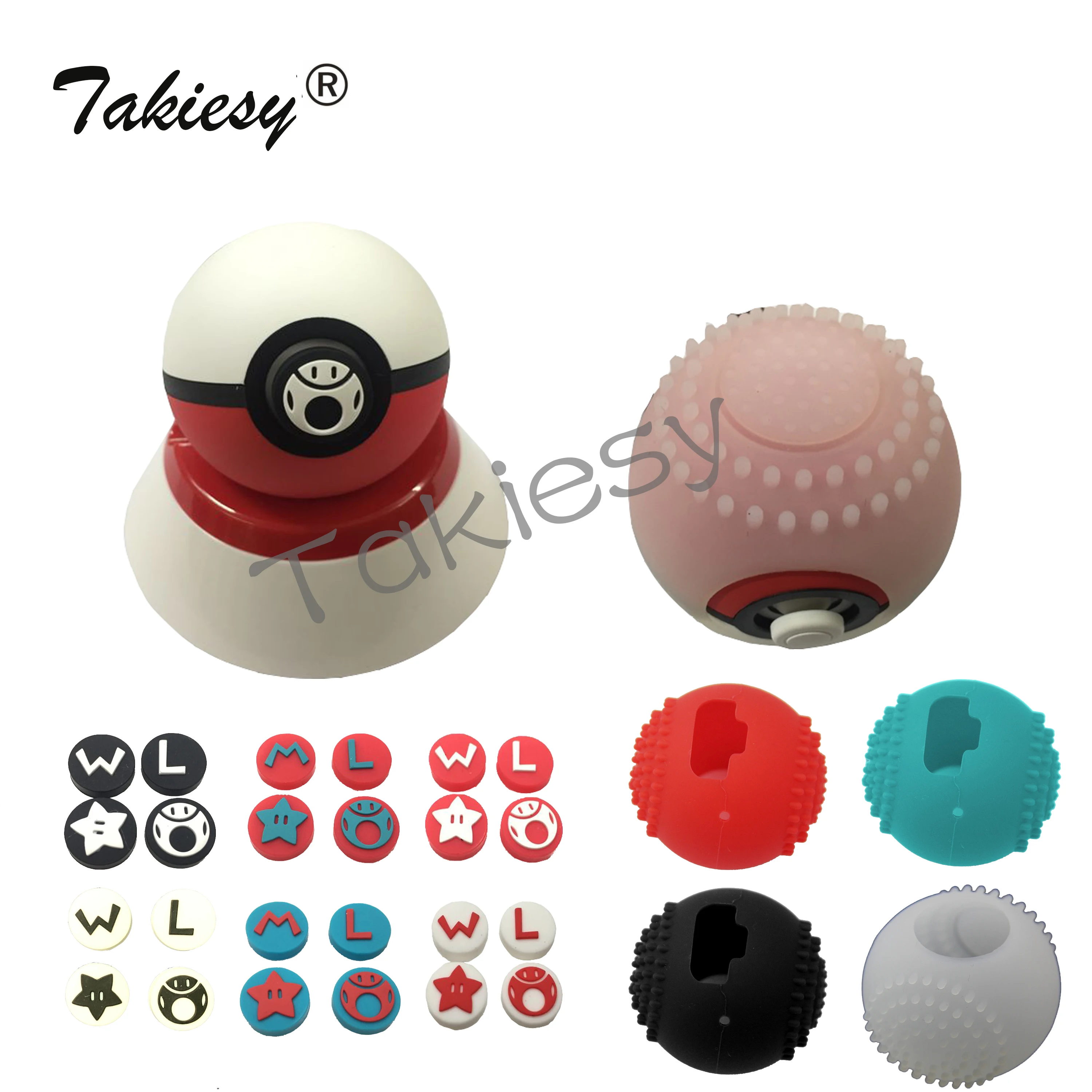 Thumb Stick Grips Cap + Silicone Cover Case для игрового контроллера Nintend Switch NS Pokemon Poke ball Plus Pokeball.