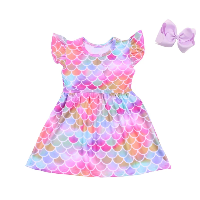 Summer new design Mermaid baby girls clothing pearl sleeve toddler soft milksilk match bow | Детская одежда и обувь