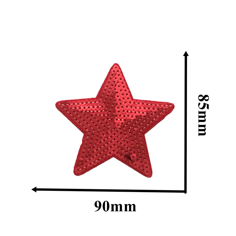Red/Gold/Silver Star Sequined Iron on Patches for Clothes Handbags 9x8.5 cm Sequins Five-Star Embroidery Applique 10pcs/lot |