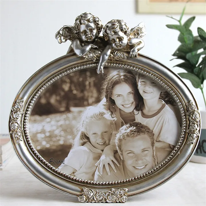 8inch oval silver Ретро серебристо-белая Полимерная фоторамка настроена фоторамка для творчества амудон фото для домашнего свадебного украшения фоторамка - Цвет: 8inch oval silver
