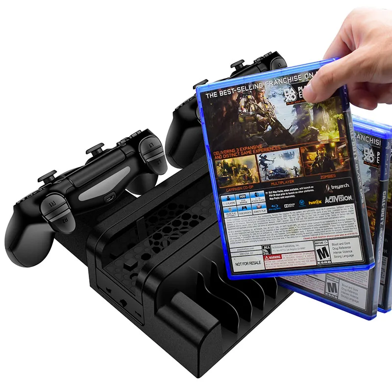 Вертикальная подставка для PS4 2 охлаждающих вентилятора кулер двойной контроллер