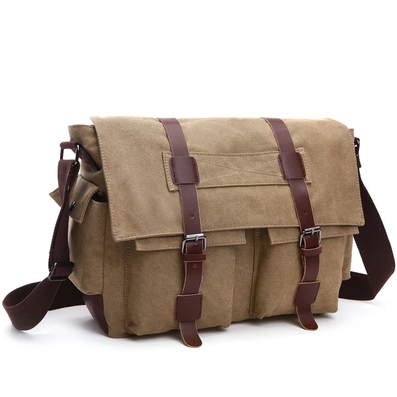 Boshikang Men Messenger Bags Canvas Leather Big Shoulder Bag Vintage Designer High Quality Men's Travel Handbags |
