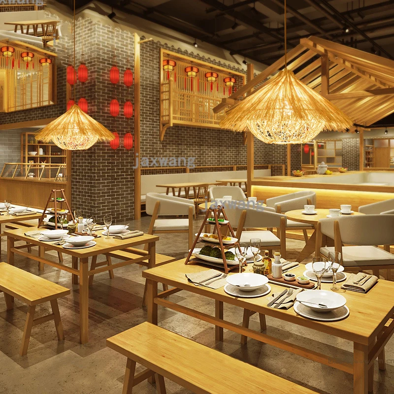 Японские светодиодные подвесные светильники плетеные декоративные лампы для