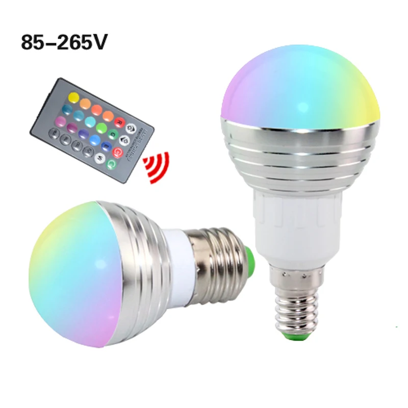 1 шт. AC85V 265V E27 E14 диммер светодиодная лампочка LED RGB лампы свечи 5 Вт магическое