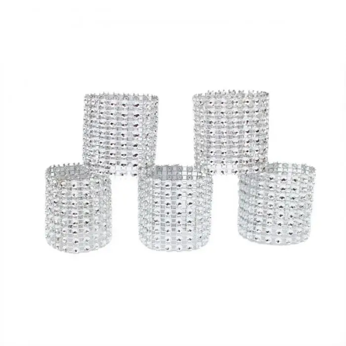 10 шт. сетчатой отделкой диаманта Bling Обёрточная Бумага торт кольца для салфеток рулон ленты с кристаллами вечерние свадебные Украшение стола вечерние PAK55