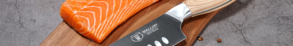 Нож WALLOP Santoku-немецкий Высокоуглеродистый нож из нержавеющей стали для мяса овощной нож шеф-повара-нескользящая эргономичная ручка-7''