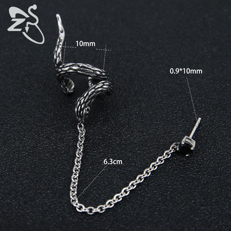 Длинные серьги гвоздики ZS в форме змеи ювелирные изделия из нержавеющей стали