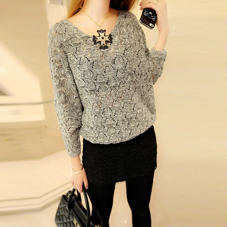 2018 autumn sweater women fashion knitted loose female pullovers jumper V neck long sleeve sexy pull femme | Женская одежда