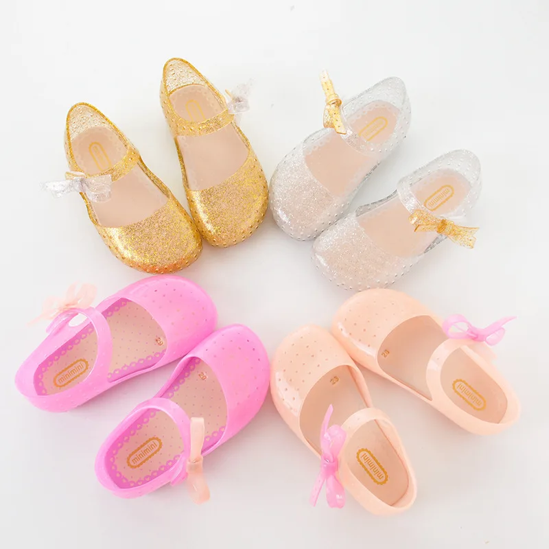 Children's Sandals Mini Baby Jelly Shiny Shoes Bow Girls'sandals LED Light 2019 Big Girl Charms Melissa Summer |