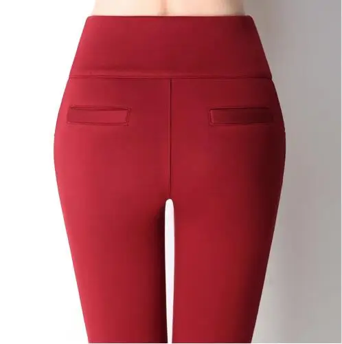 Бесплатная доставка высокая талия строгие OL брюки женские обтягивающие узкие