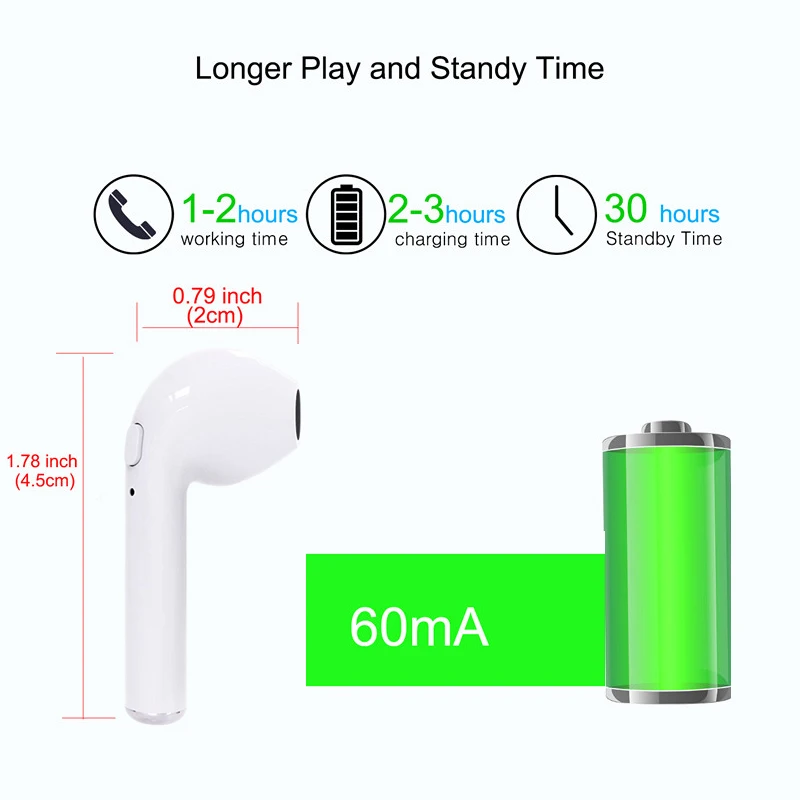 Мини Bluetooth наушники M & J TWS i7s спортивные стереонаушники вкладыши беспроводные