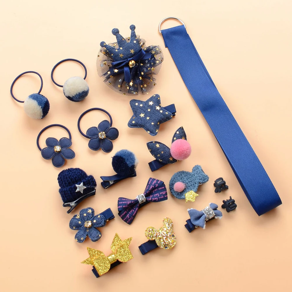 18 шт./кор. дети милые женские аксессуары для волос комплект ткани младенцев с