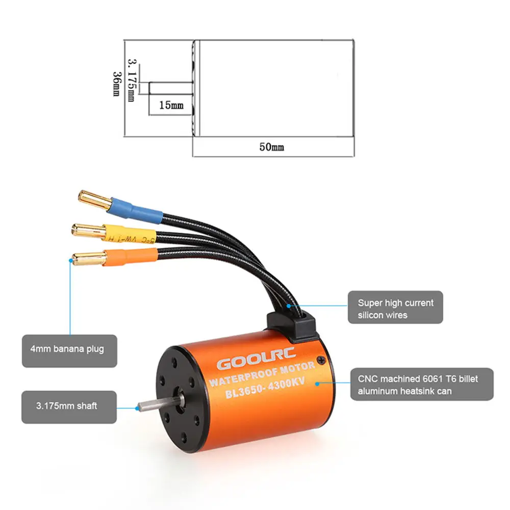 GoolRC комбо набор 3650 4300KV RC Мотор 60 бесщеточный ESC 20 кг сервопривод w/ 25T