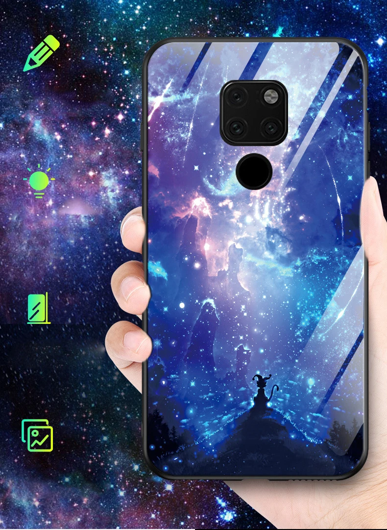 Световой закаленное Стекло чехол для huawei Коврики 20 P20 Lite рro 20Pro 20X Honor 8X макс 7X10 V10 Nova 3e 3 3i чехол Тигр чехол с картинкой из сериала Teen Wolf
