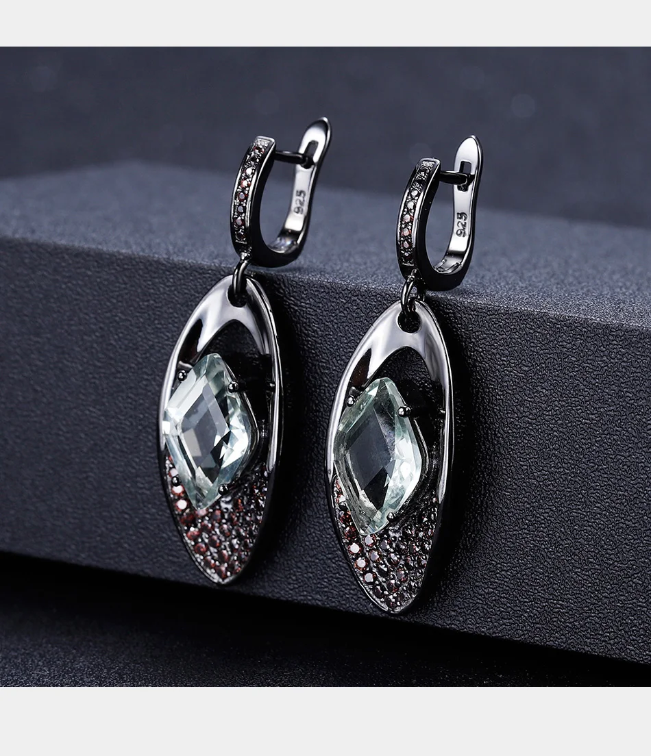 Балетные серьги GEM'S, натуральный зеленый аметист, драгоценные камни, 925 пробы, серебро, ручная работа, висячие серьги для женщин, хорошее ювелирное изделие