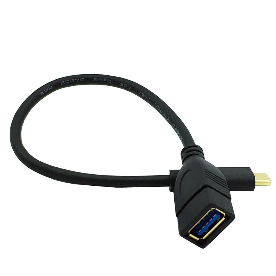 Кабель для передачи данных USB 3 1 Type C 25 см 90 градусов угловой с разъемом папа к 0