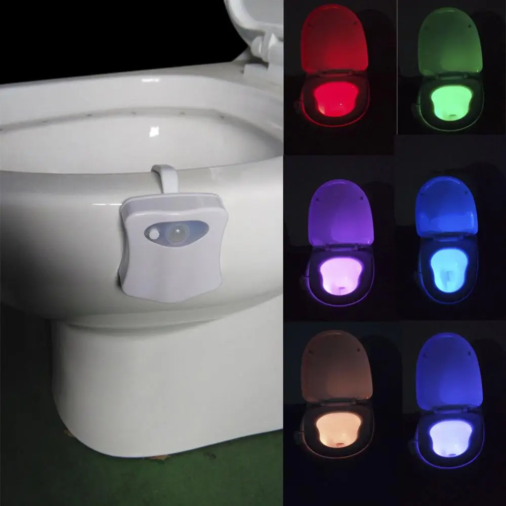 type2 toilet light Умный светодиодный светильник для ванной комнаты, туалета, Ночной светильник, датчик движения тела, светильник для сидения, водонепроницаемый Светодиодный светильник для унитаза, 8 цветов, светильник для туалета - Испускаемый цвет: type2 toilet light