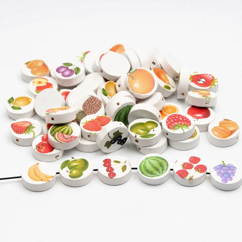 Деревянные бусины 30 шт. жизни фрукты Стиль разделитель для бисера деревянные