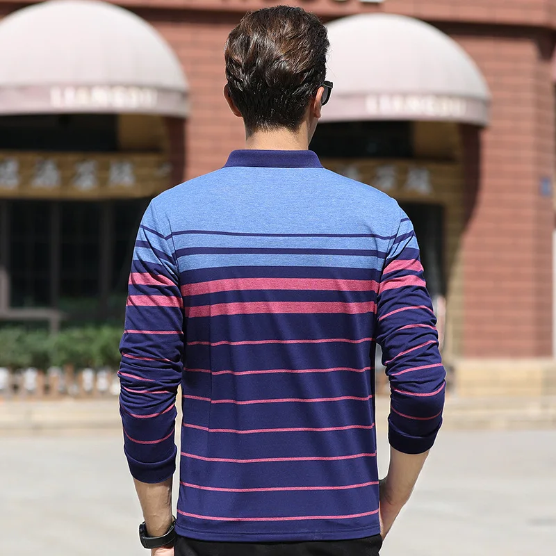 Brand New Men Polo Shirts 2018 Autumn Winter Breathable Camisa Masculina Soft Cotton long sleeve Striped | Мужская одежда