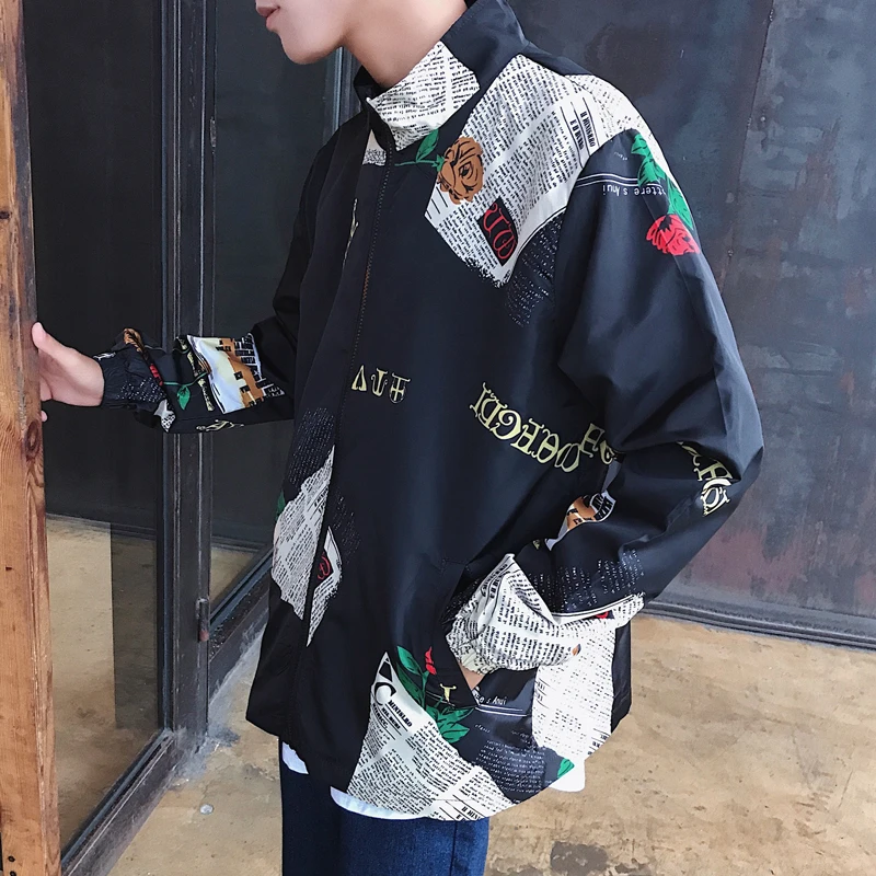 2018 autumn new style Thin section and Stand-up collar men's jacket The letter picture Recreational | Мужская одежда