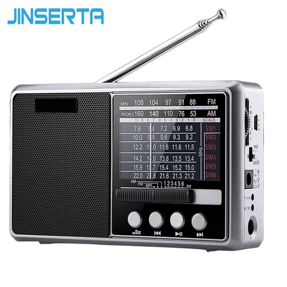 

JINSERTA Portable FM/AM/SW Radio Multi Band HI-FI Radio Speaker with Flashlight Support TF Card/U Disk Headphone Play