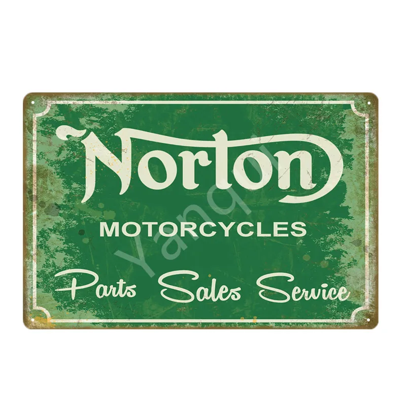 Retro Norton Motorcycle Decor Metal Poster Tin Signs For Pub Car Club Bar Garage Shop Home Decoration Wall Art Carft Gift YQZ084 | Дом и сад