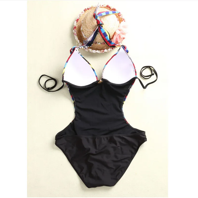 Сексуальный женский слитный купальник монокини пуш ап Ретро стиль винтажный