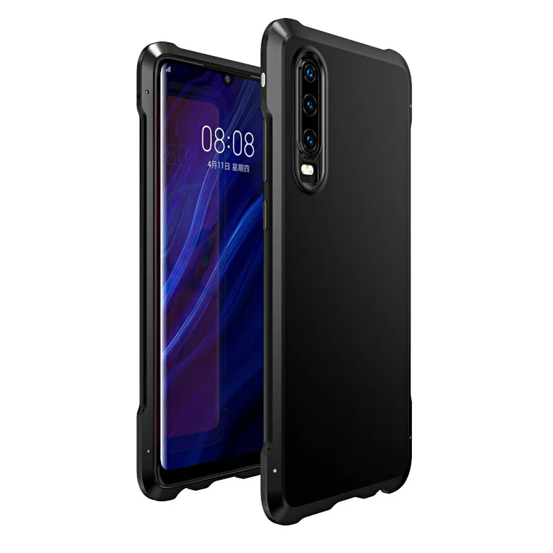 Black and Black Алюминиевый металлический бампер чехол для телефона для huawei P30 P30 Pro чехол Роскошный 360 Полный армированный Матовый PC чехол рамка Honor 20 20 Pro чехол s - Цвет: Black and Black