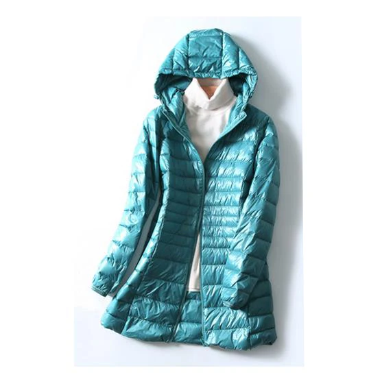 Light Green S~ 6XL, новинка, осенне-зимняя женская куртка на утином пуху, тонкая парка, Женское пальто, длинное пальто с капюшоном размера плюс, ультра светильник, верхняя одежда SF038 - Цвет: Light Green