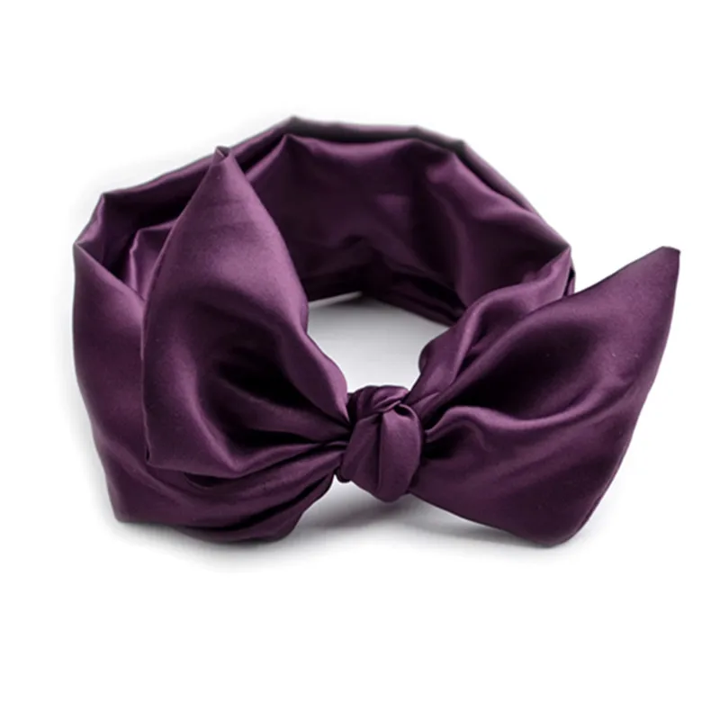 Модный детский ободок для головы DIY однотонный винтажный с большим бантом шарф в