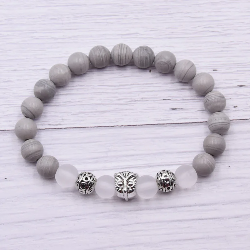 Женский леопардовый браслет с головой льва 8 мм из бисера черепом и натуральным