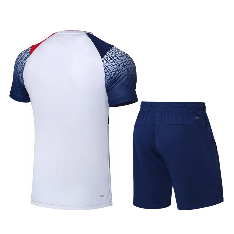 Li Ning мужские костюмы для соревнований бадминтон футболка + шорты комплект