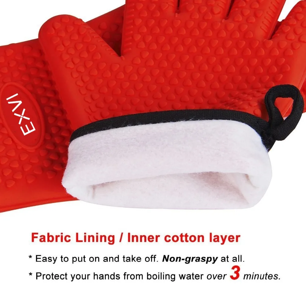 Exvi 2 шт. пищевой термостойкие толстые силиконовые Кухня печи барбекю перчатка